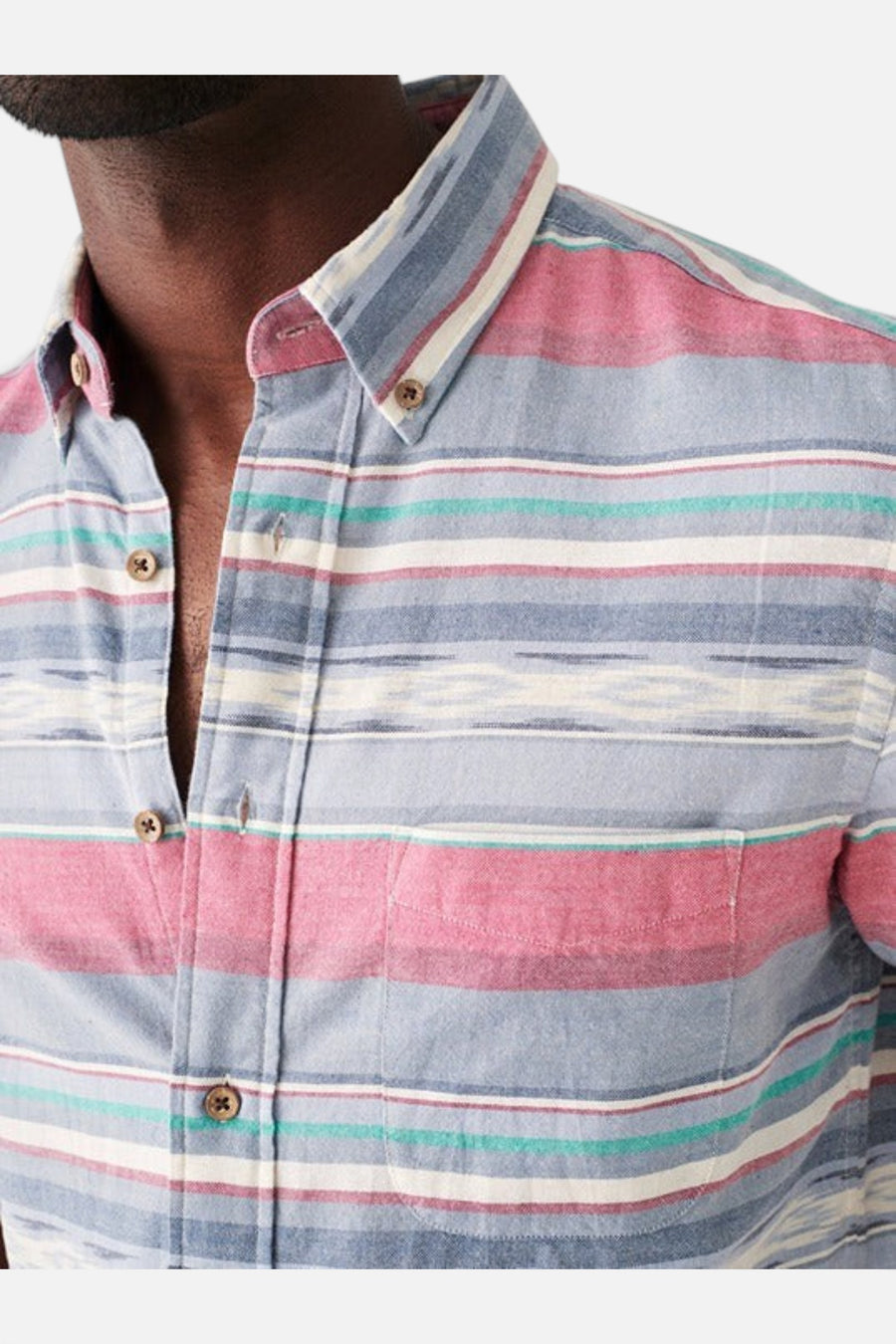 Faherty Short-Sleeve Coast Shirt in Western Wave Ikat – detail