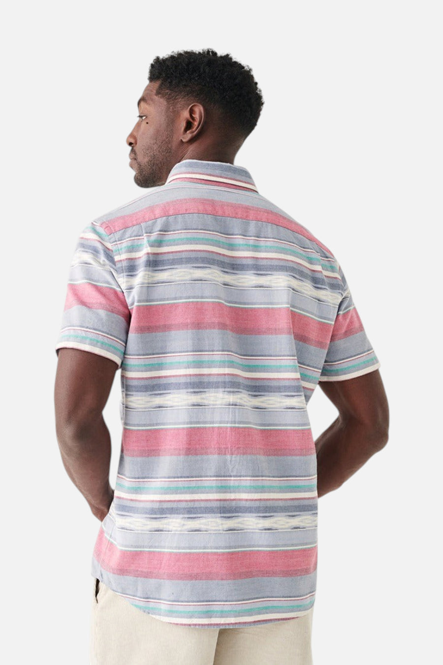 Faherty Short-Sleeve Coast Shirt in Western Wave Ikat – flat lay