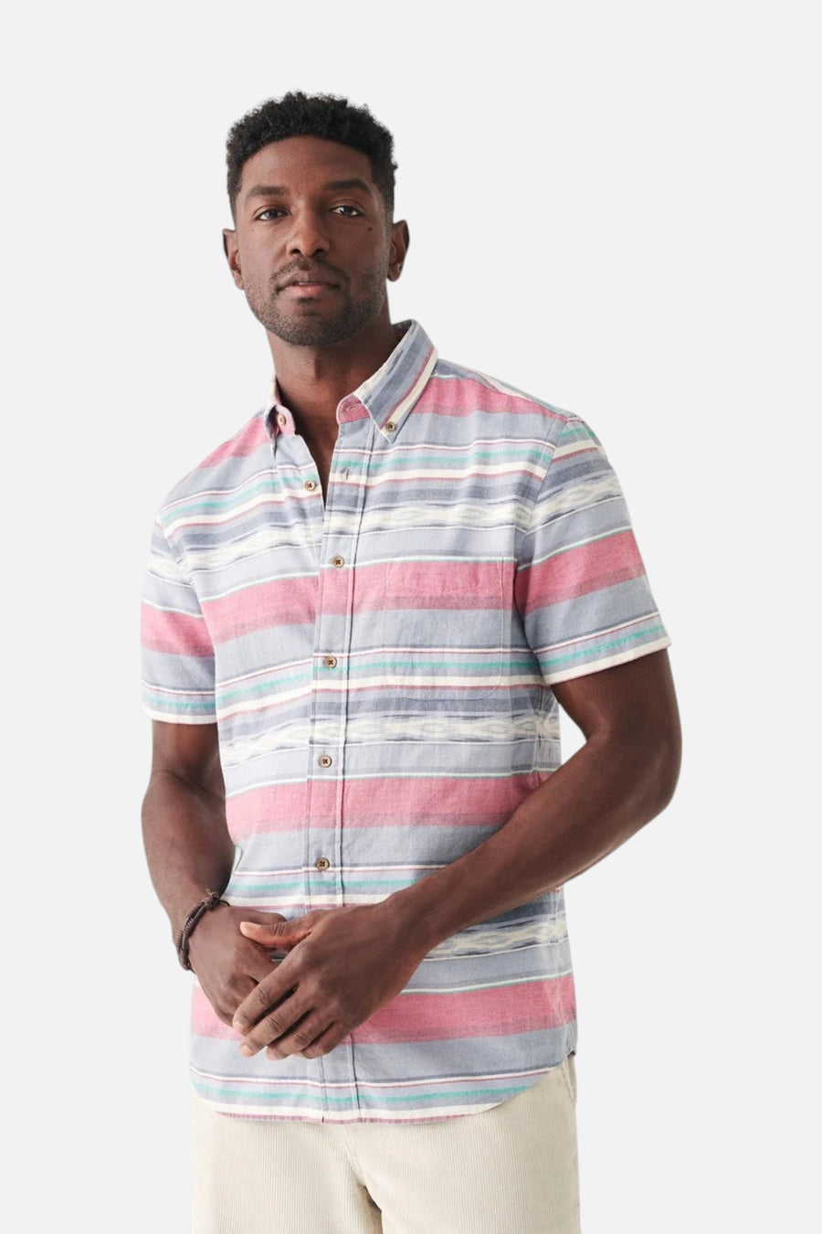Faherty Short-Sleeve Coast Shirt in Western Wave Ikat – front view
