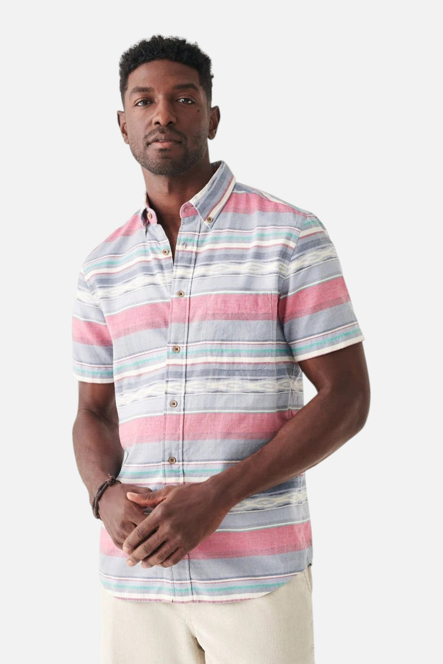 Faherty Short-Sleeve Coast Shirt in Western Wave Ikat – side view
