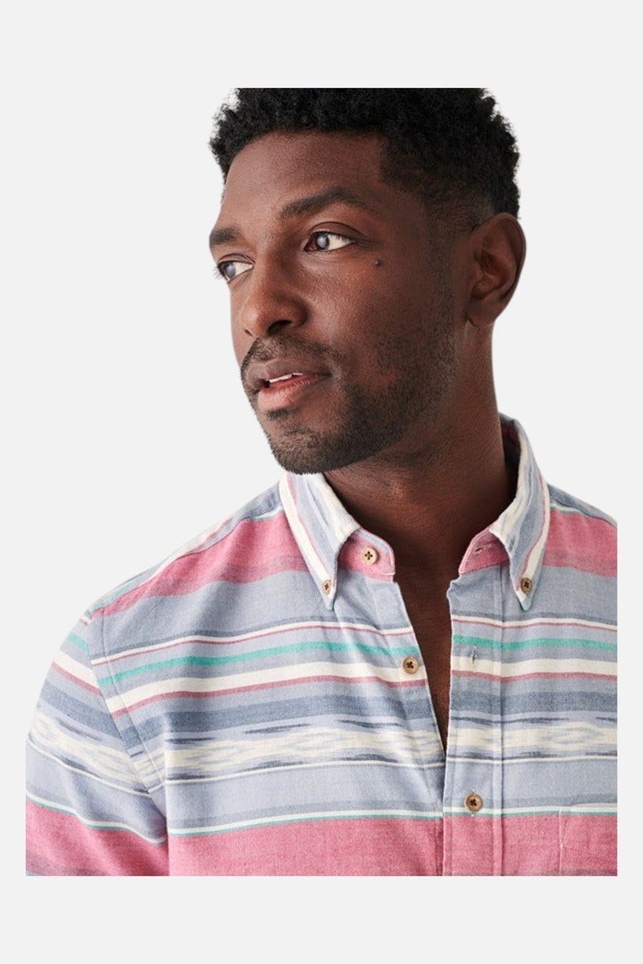 Faherty Short-Sleeve Coast Shirt in Western Wave Ikat – side view