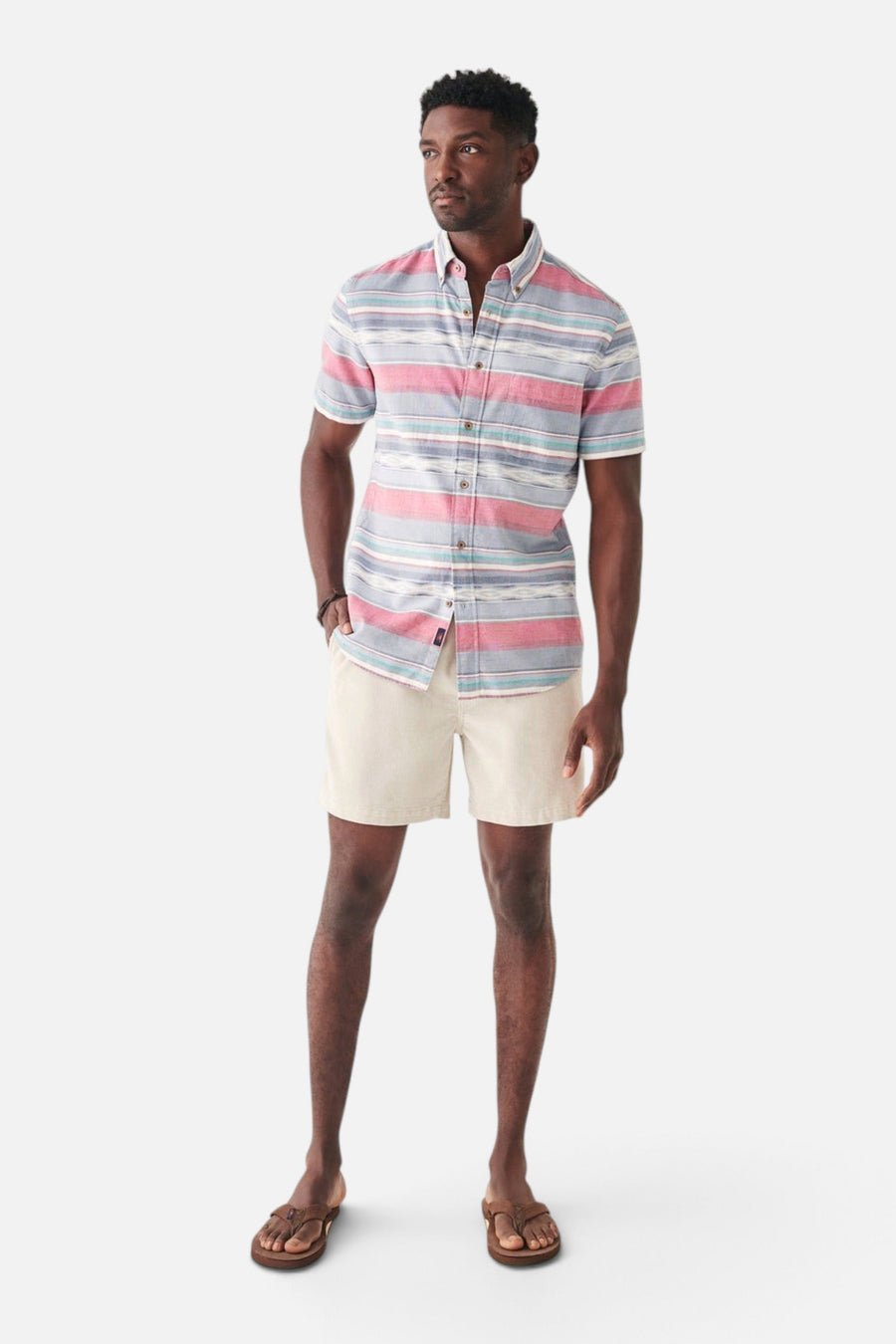 Faherty Short-Sleeve Coast Shirt in Western Wave Ikat – side view