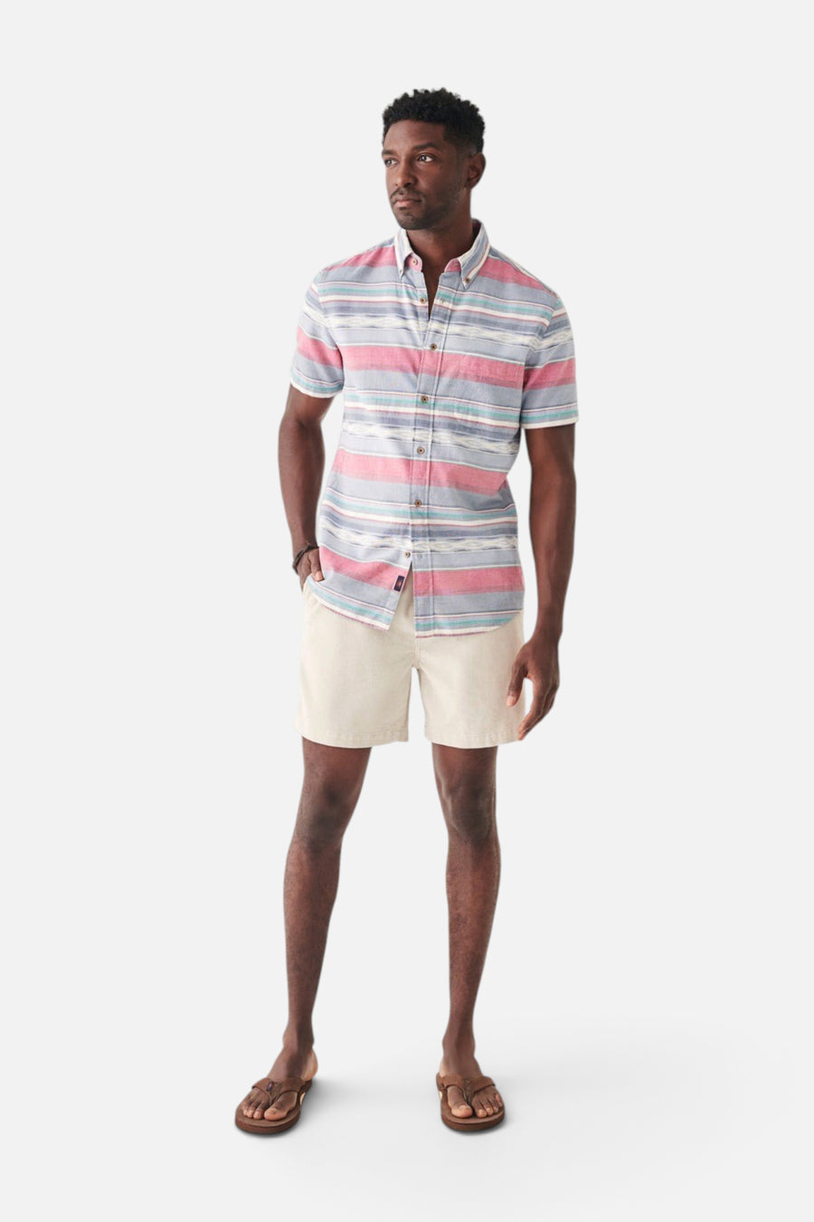 Faherty Short-Sleeve Coast Shirt in Western Wave Ikat – side view