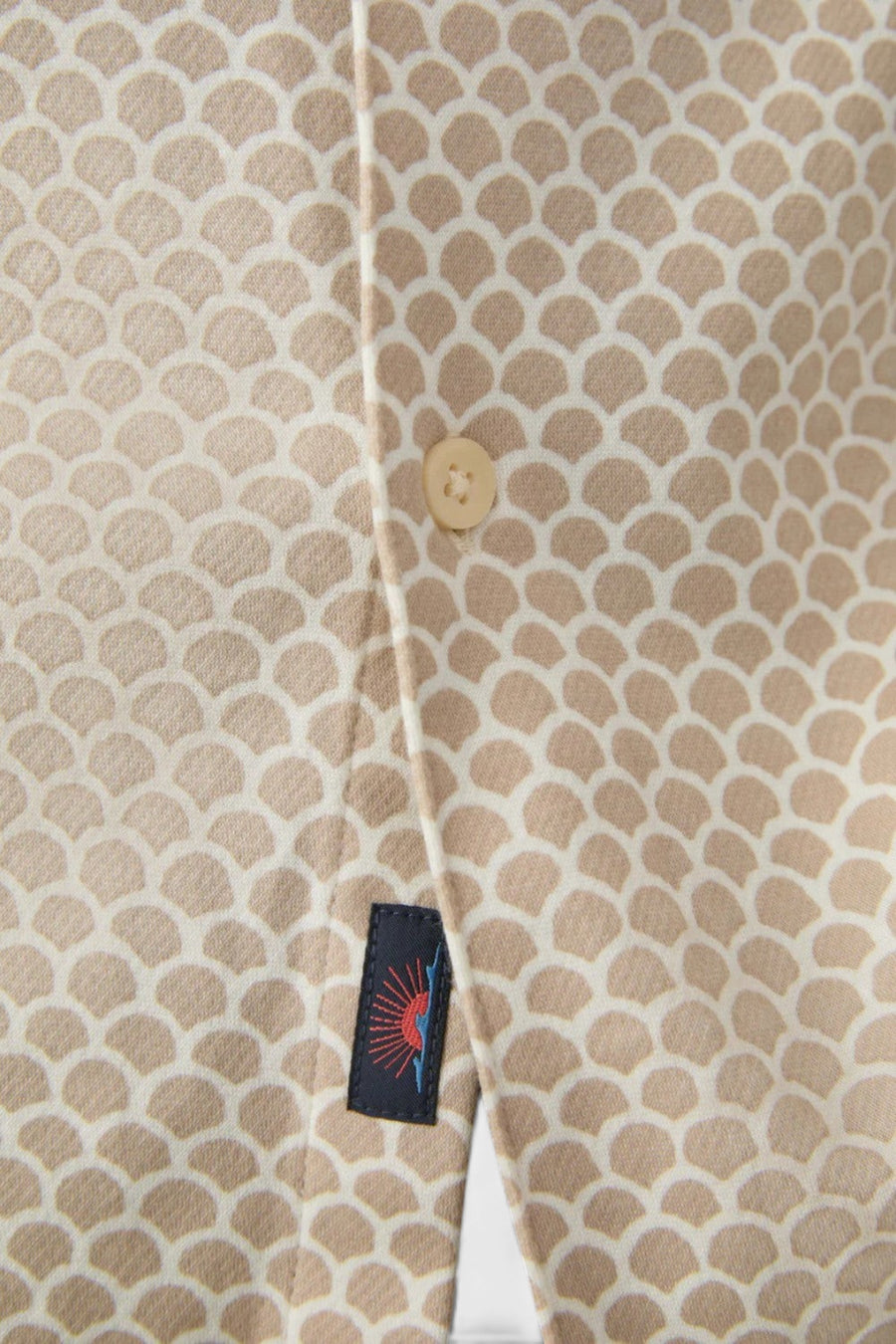 Faherty Short-Sleeve Hermosa Shirt in Island Sand Fishscale – back view