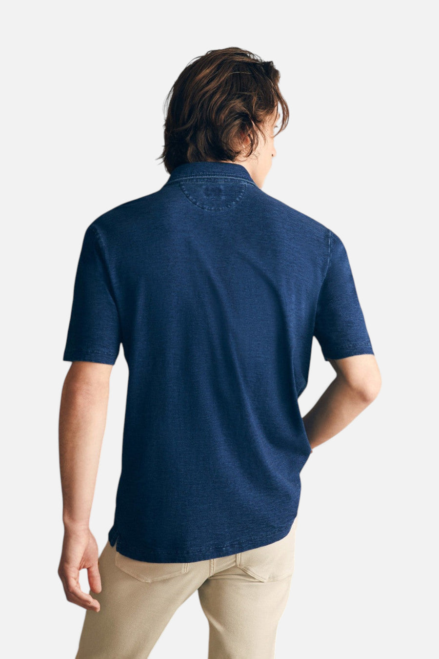 Faherty Short-Sleeve Indigo Polo Shirt in Midnight Wash – alternate