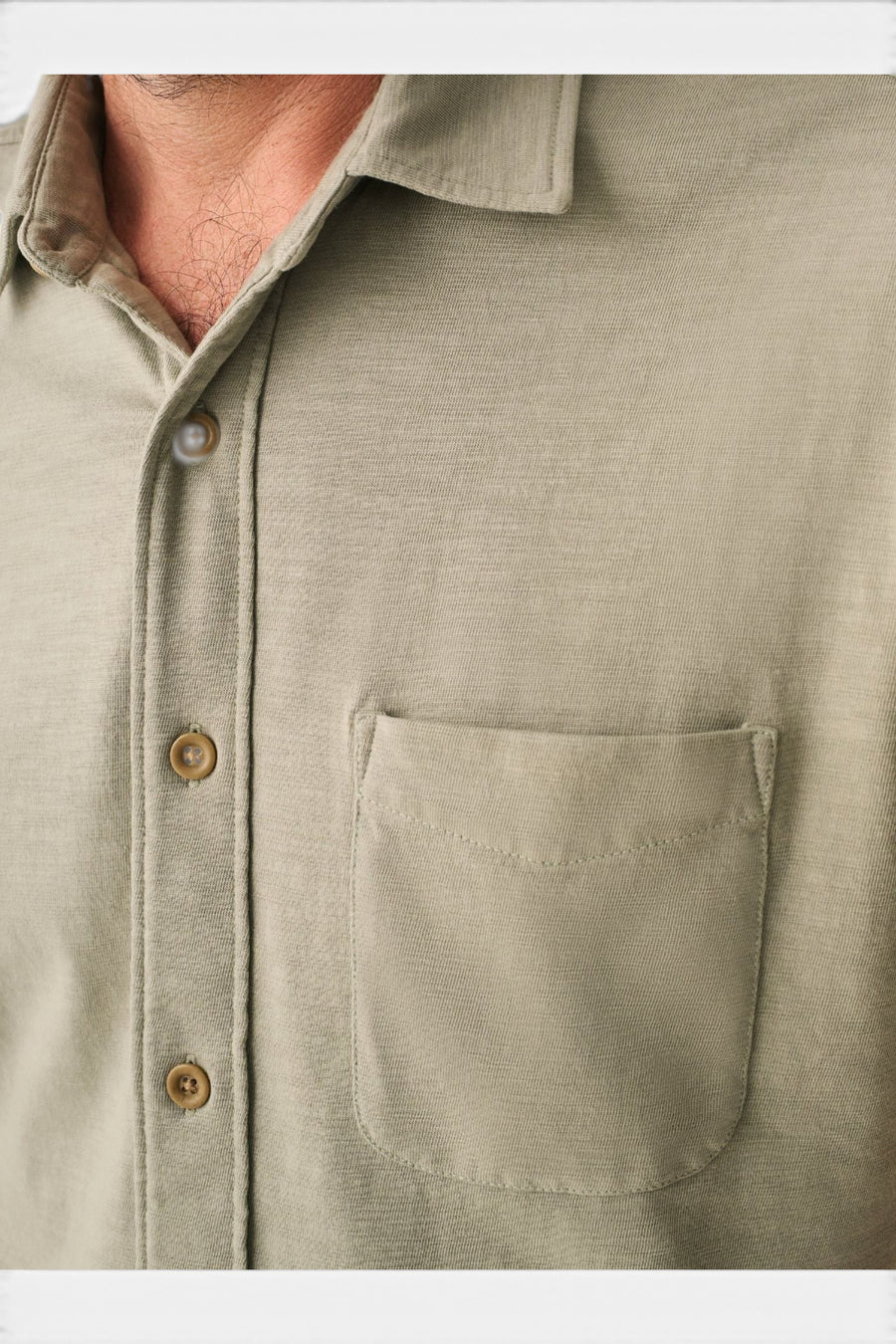 Faherty Short Sleeve Knit Seasons Shirt in Coastal Sage – back view