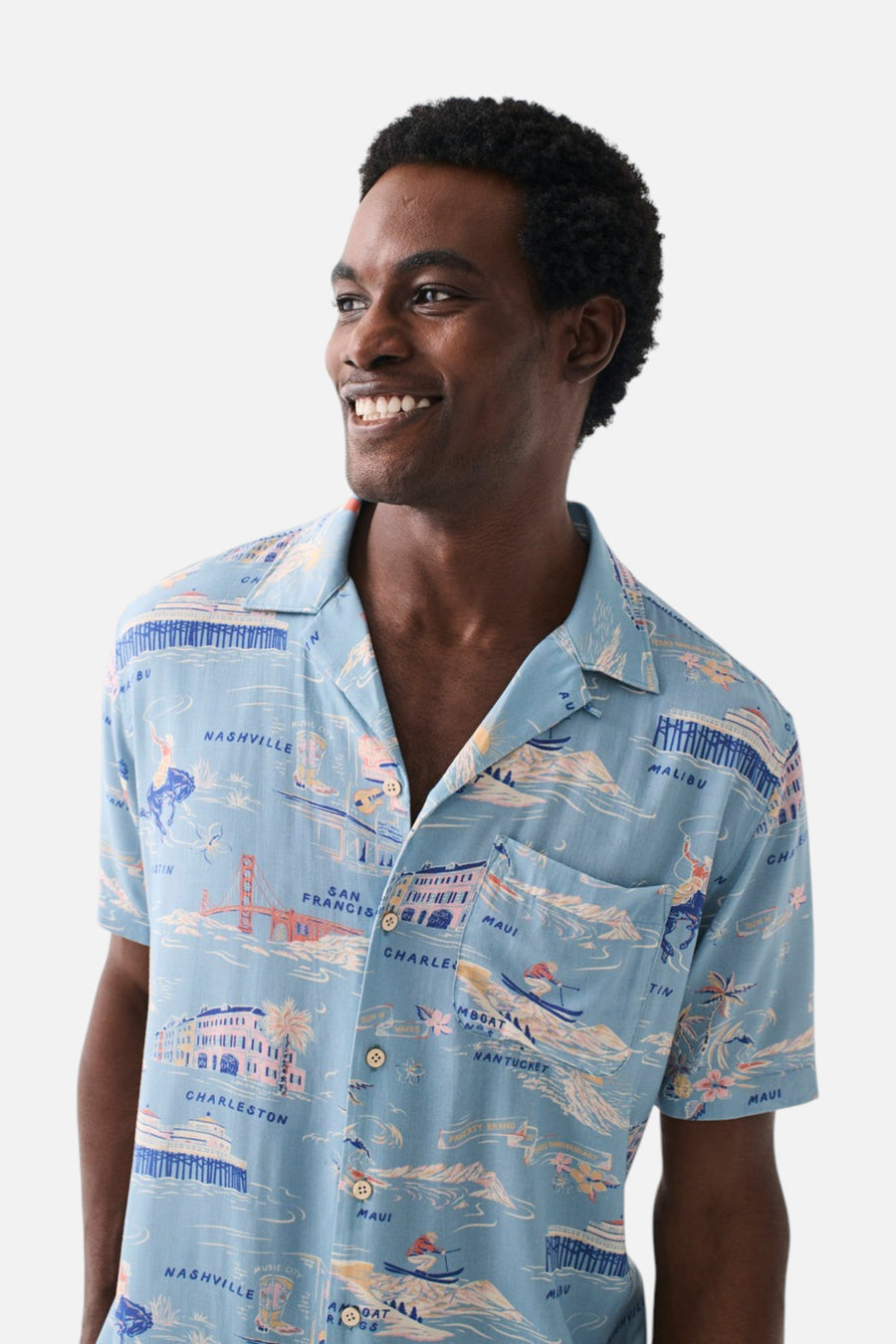 Faherty Short-Sleeve Kona Camp Shirt in Faherty Tour Print – flat lay