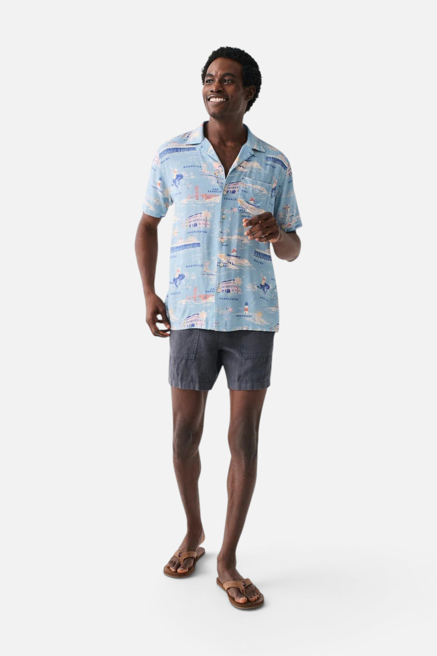 Faherty Short-Sleeve Kona Camp Shirt in Faherty Tour Print – front view