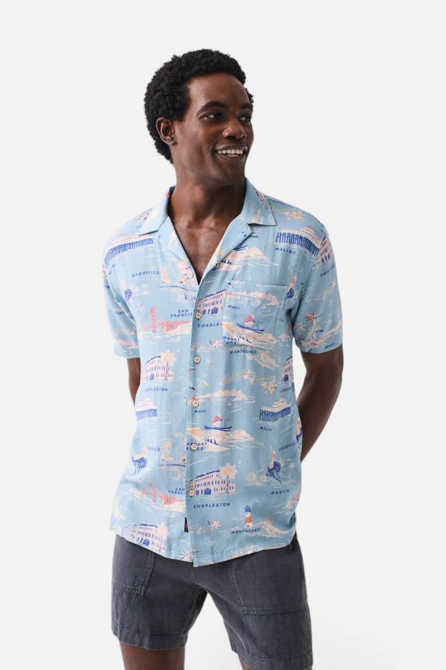 Faherty Short-Sleeve Kona Camp Shirt in Faherty Tour Print – side view