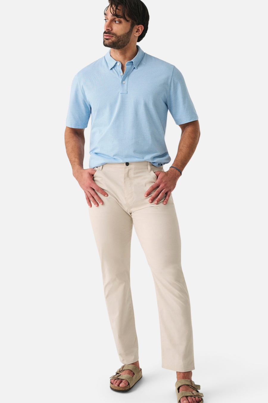 Faherty Short-Sleeve Movement™ Pique Polo in Clean Lake Feeder – alternate