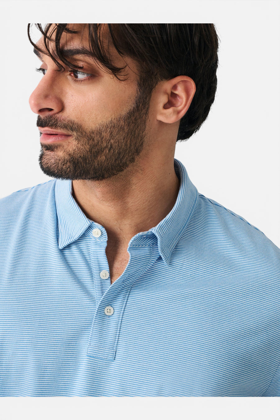 Faherty Short-Sleeve Movement™ Pique Polo in Clean Lake Feeder – alternate