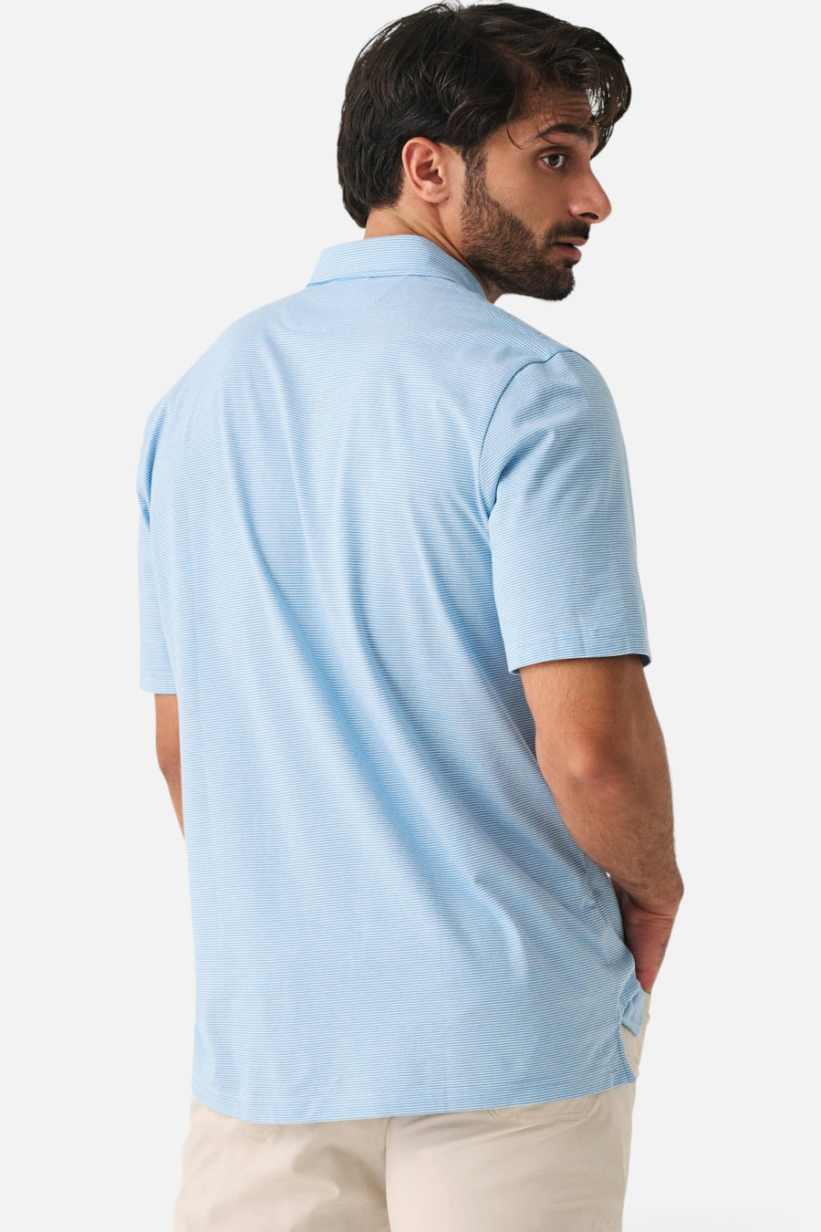 Faherty Short-Sleeve Movement™ Pique Polo in Clean Lake Feeder – alternate
