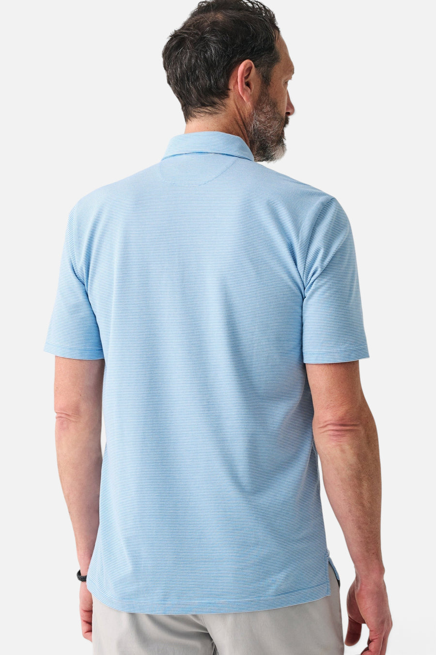 Faherty Short-Sleeve Movement™ Pique Polo in Clean Lake Feeder – detail