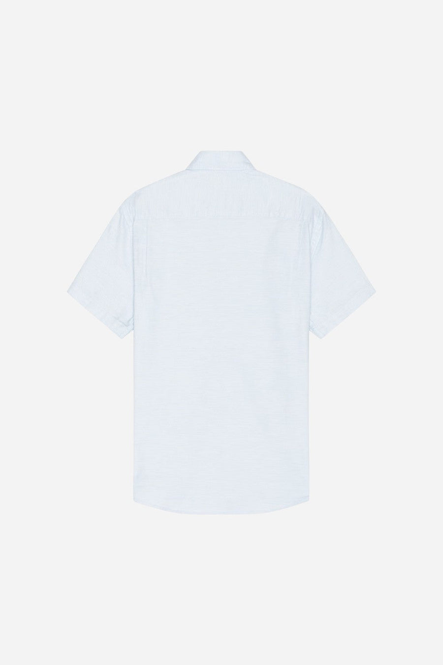 Faherty Short Sleeve Supima Oxford Shirt in Blue Heather – back view