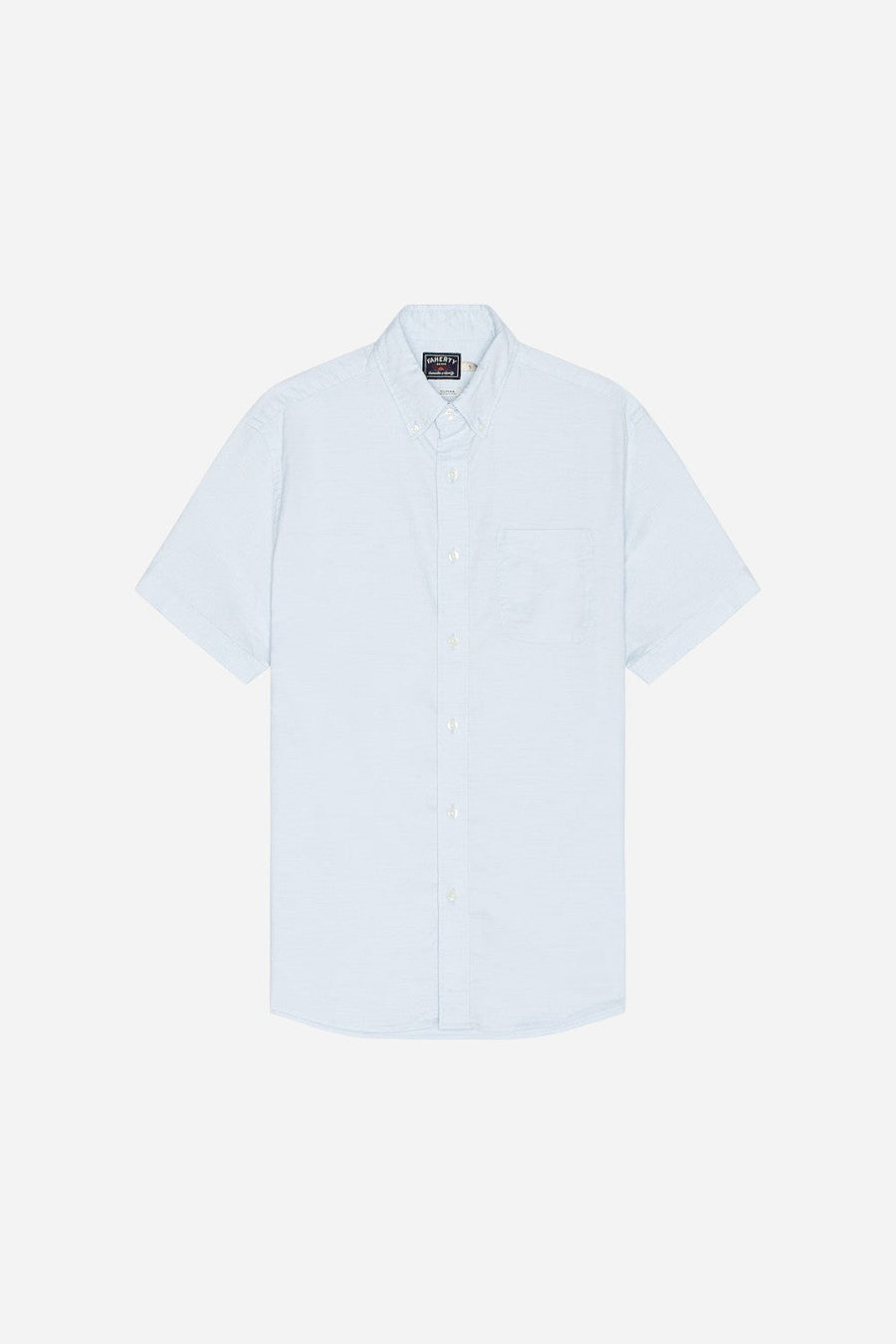 Faherty Short Sleeve Supima Oxford Shirt in Blue Heather – front view