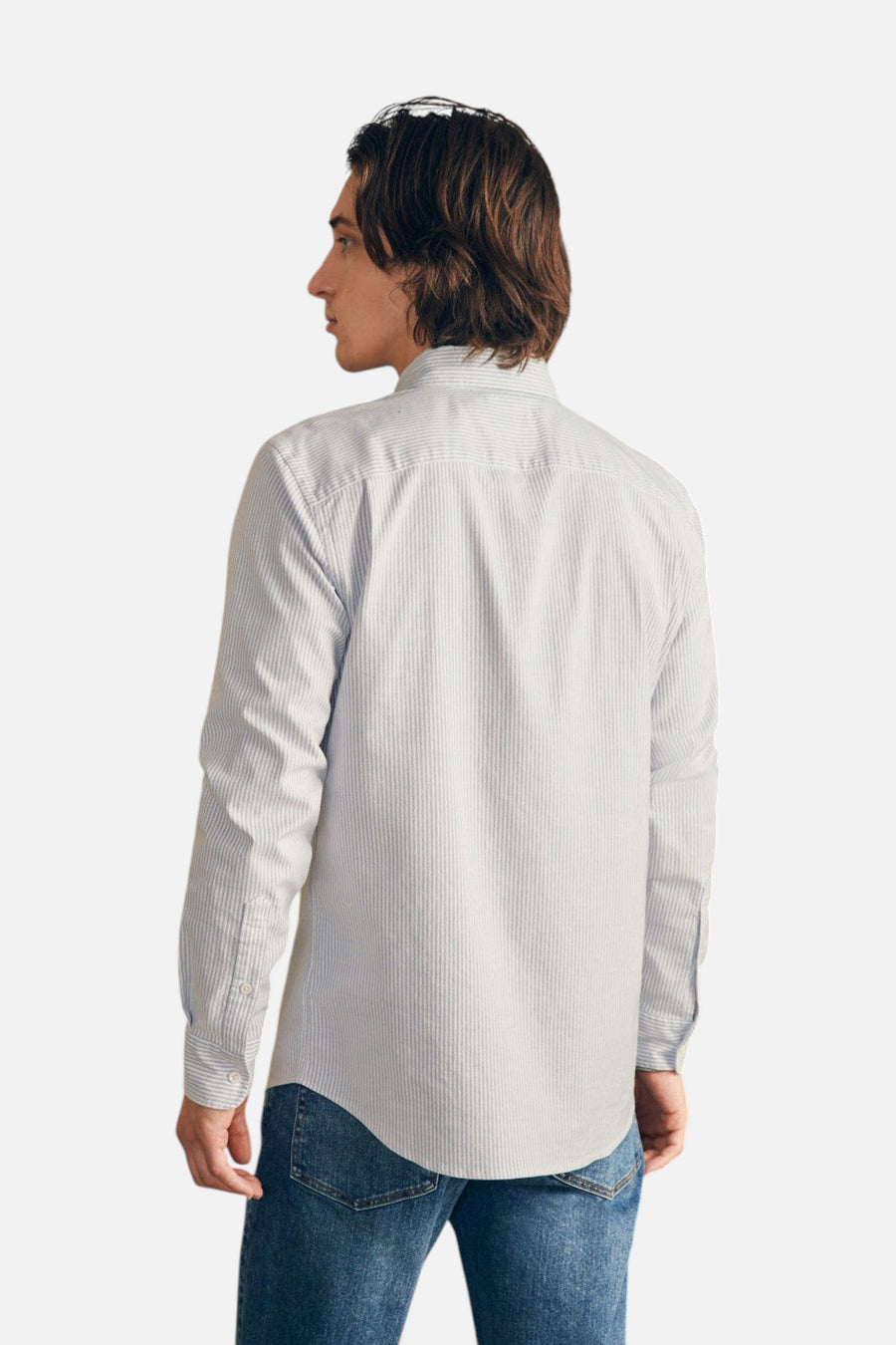Faherty Short Sleeve Supima Oxford Shirt in Classic Stripe – flat lay