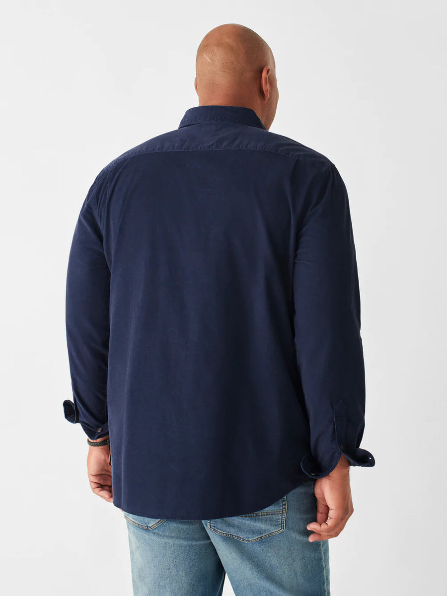 Faherty Stretch Corduroy Shirt in Navy – back view