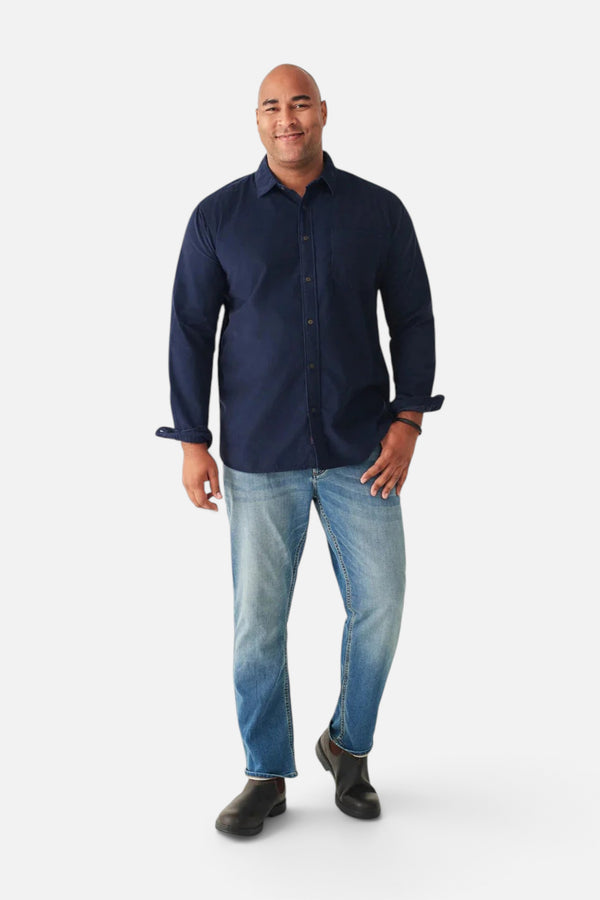 Faherty Stretch Corduroy Shirt in Navy