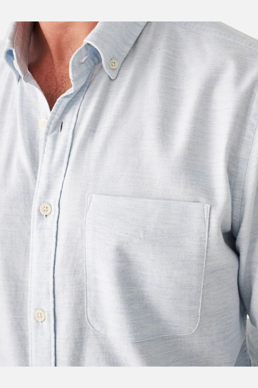 Faherty Stretch Oxford Shirt 2.0 in Blue Heather – back view