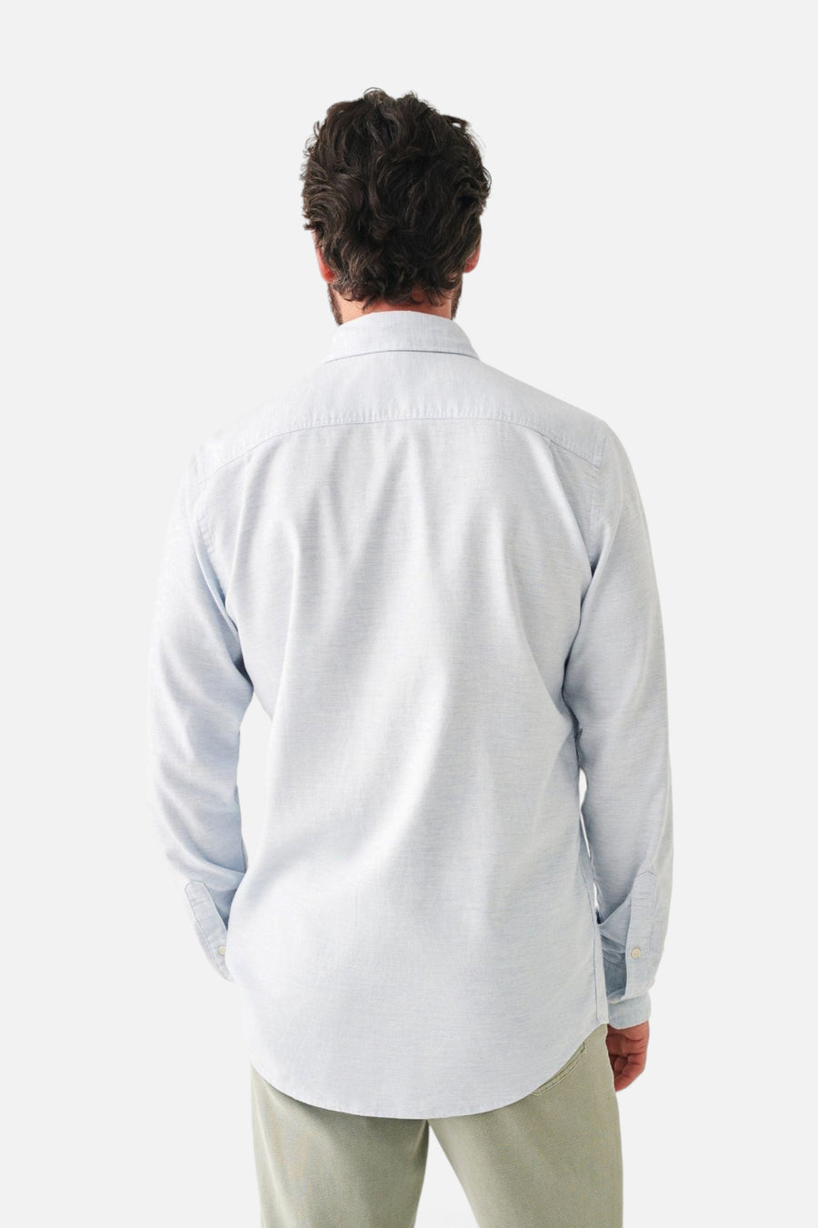 Faherty Stretch Oxford Shirt 2.0 in Blue Heather – detail