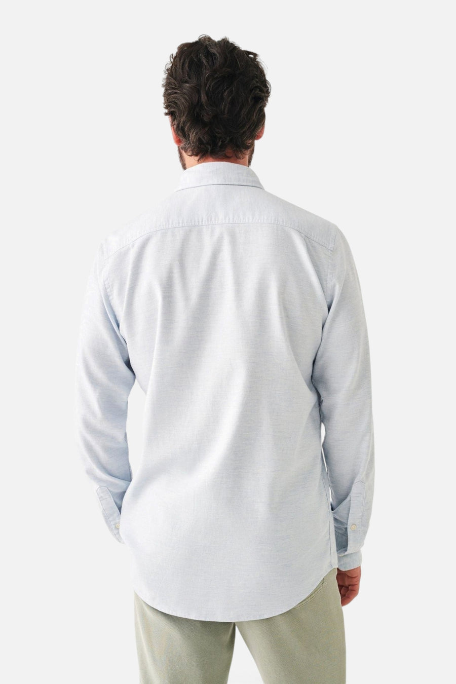 Faherty Stretch Oxford Shirt 2.0 in Blue Heather – back view