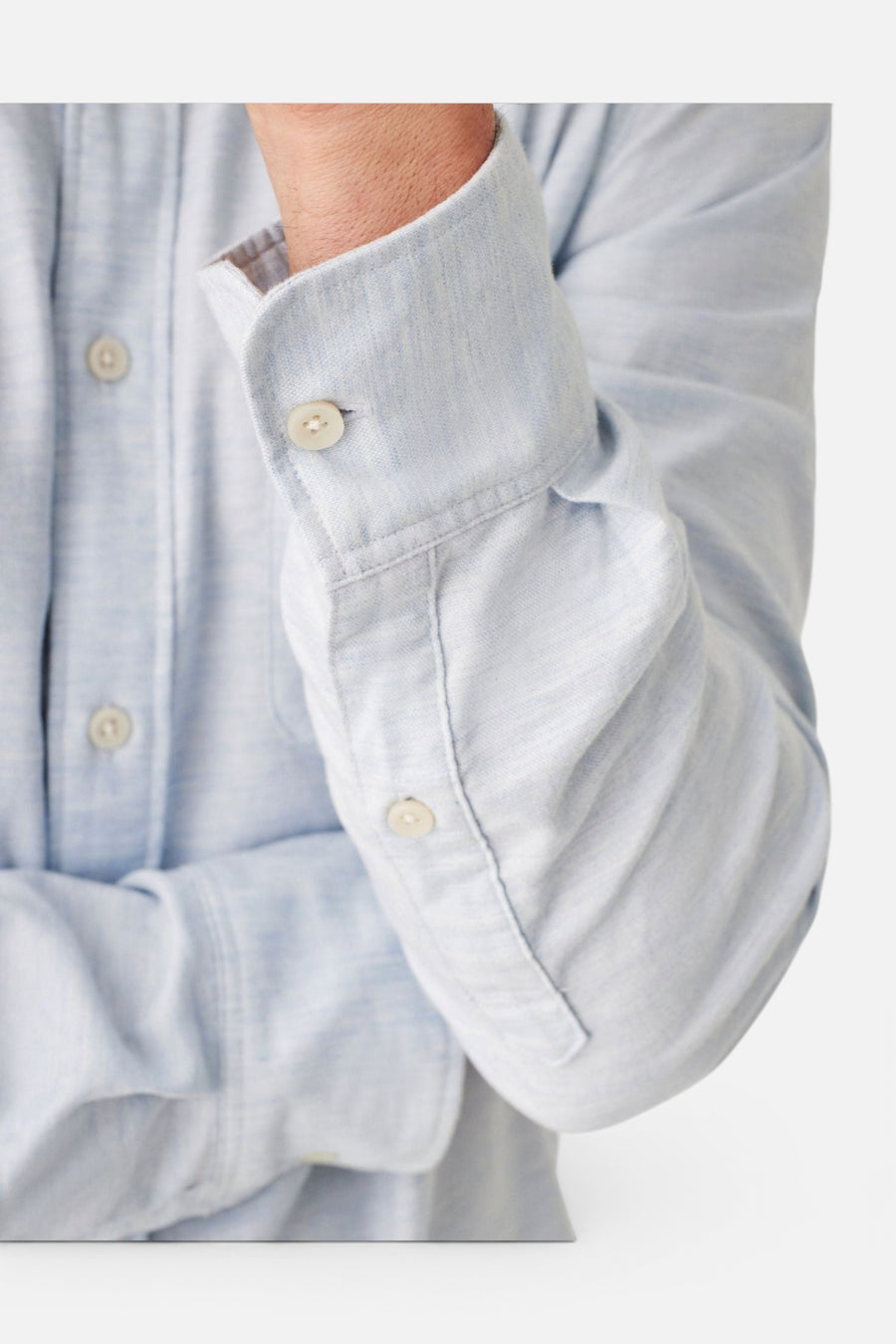 Faherty Stretch Oxford Shirt 2.0 in Blue Heather – side view