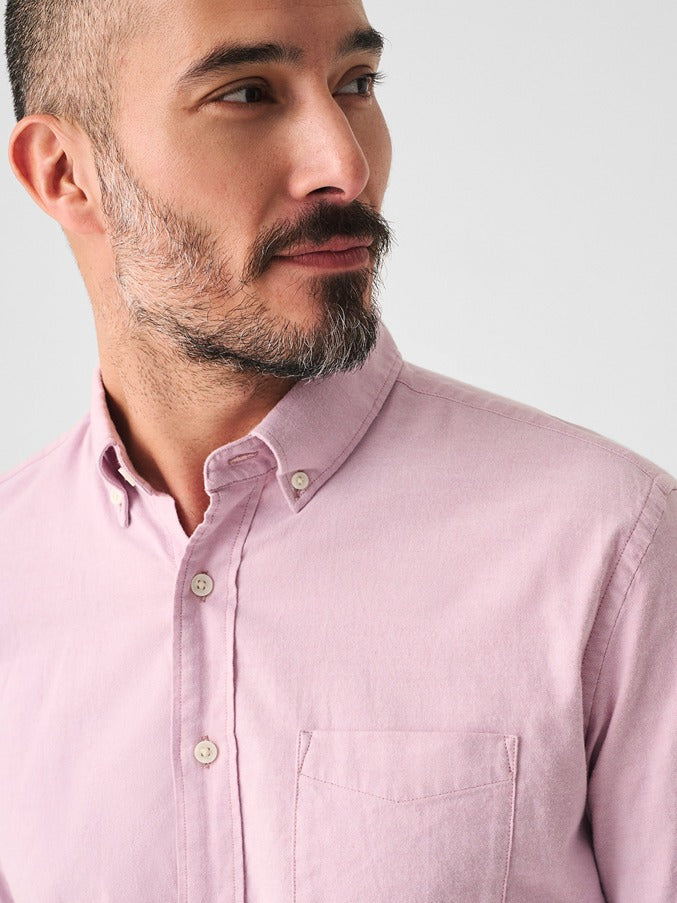 Faherty Stretch Oxford Shirt 2.0 in Orchid – back view
