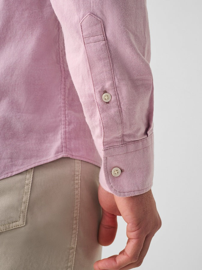 Faherty Stretch Oxford Shirt 2.0 in Orchid – flat lay