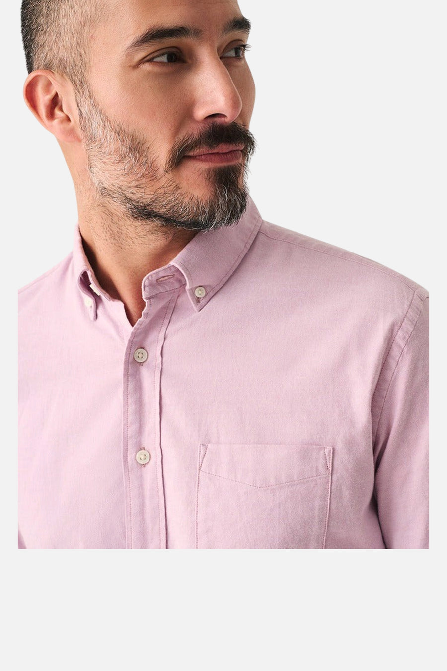 Faherty Stretch Oxford Shirt 2.0 in Orchid – detail