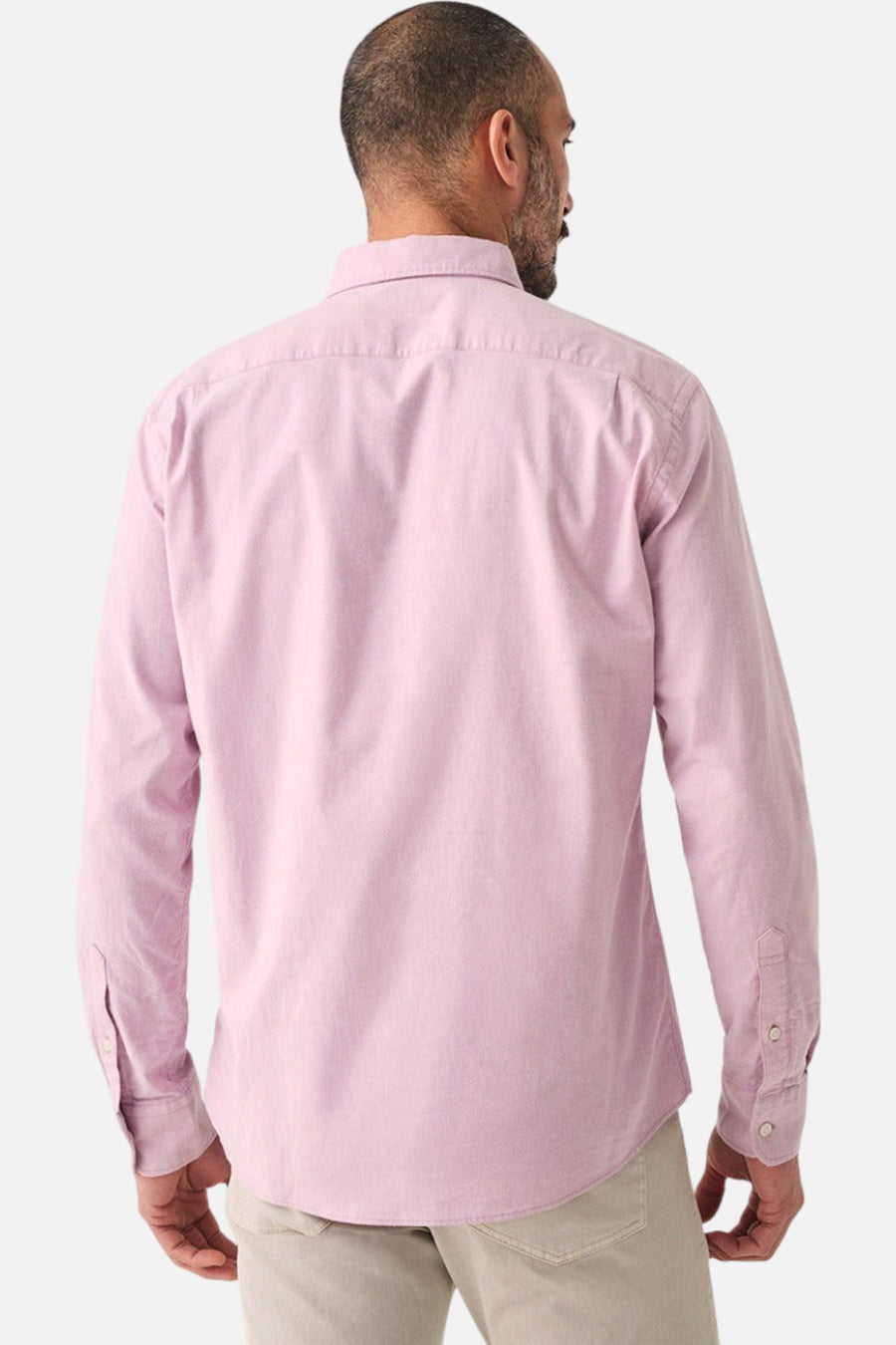 Faherty Stretch Oxford Shirt 2.0 in Orchid – back view