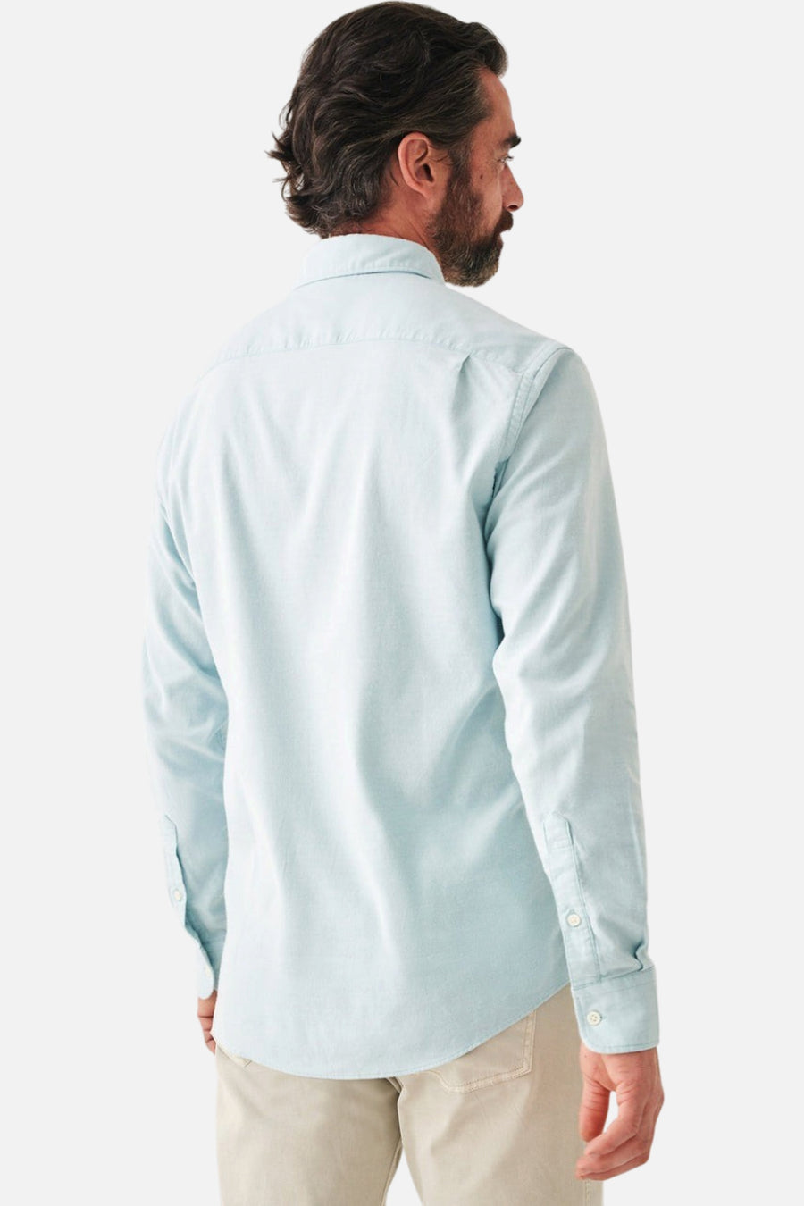 Faherty Stretch Oxford Shirt 2.0 in Seaside – side view