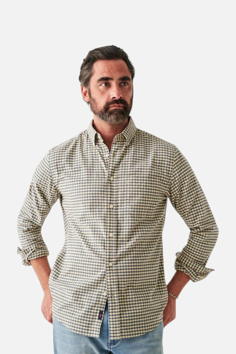 Faherty Stretch Oxford Shirt 2.0 in Sunny Seas Gingham – front view
