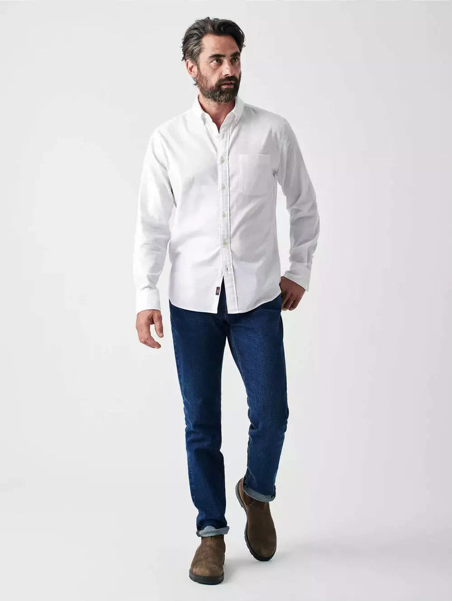 Faherty Stretch Oxford Shirt 2.0 in White – back view