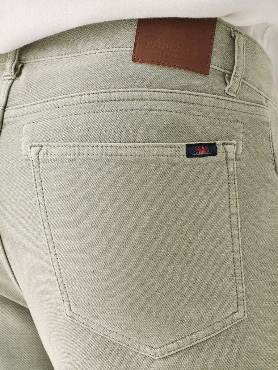 Faherty Stretch Terry 5-Pocket in Faded Olive – detail