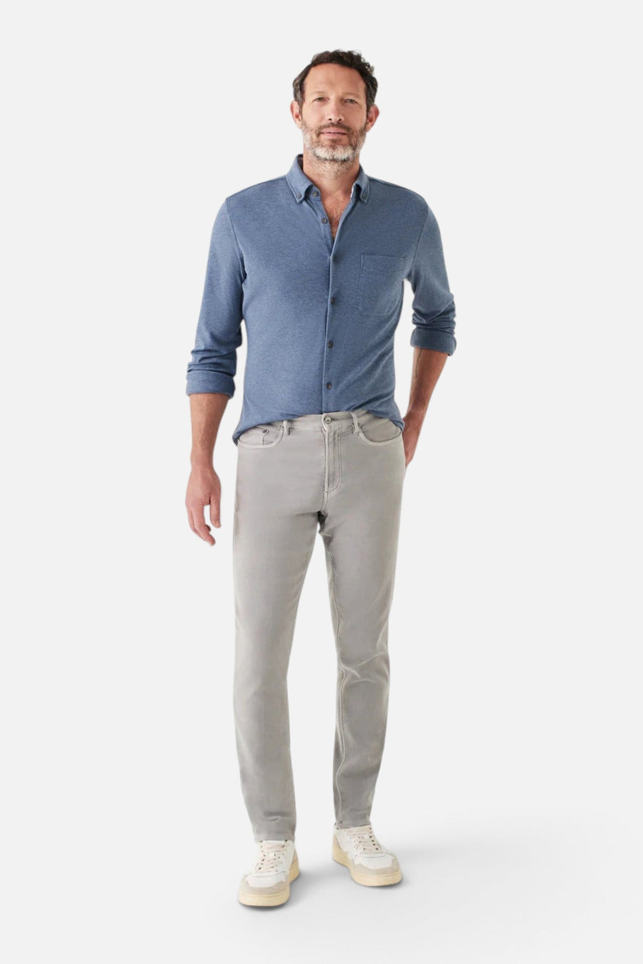 Faherty Stretch Terry 5-Pocket in Iron – side view