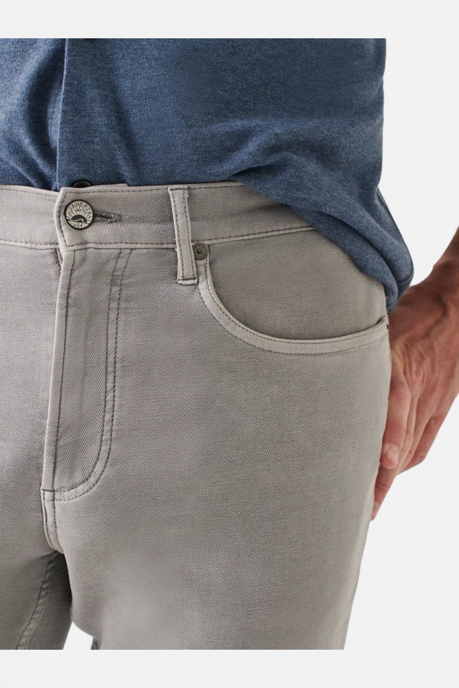 Faherty Stretch Terry 5-Pocket in Iron – side view