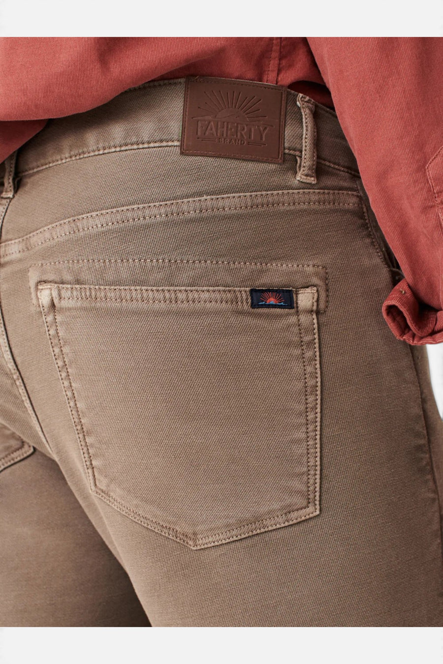 Faherty Stretch Terry 5-Pocket, Mountain Cliff – flat lay