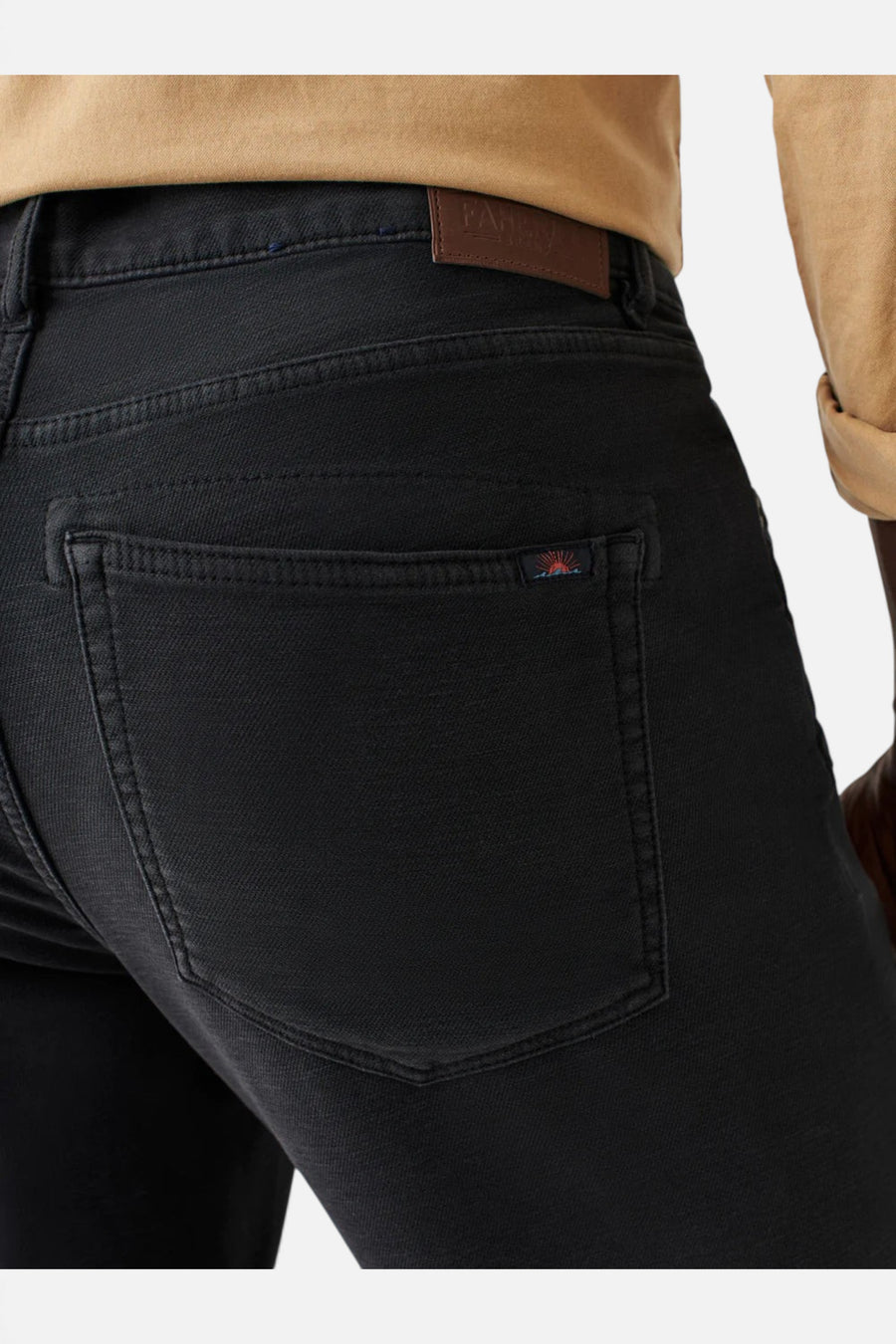 Faherty Stretch Terry 5-Pocket, Onyx Black – detail
