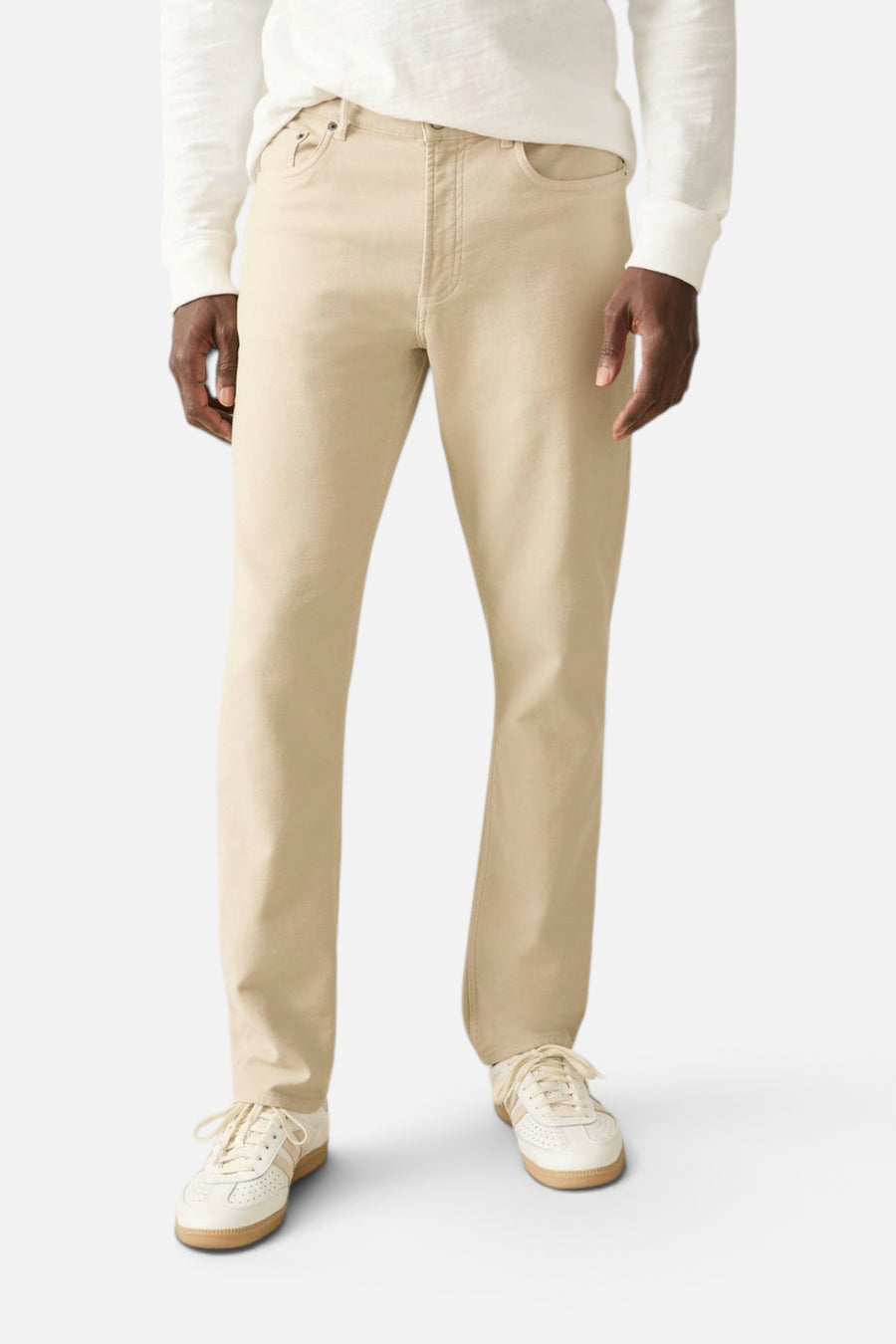 Faherty Stretch Terry 5-Pocket Pant in Stone – detail