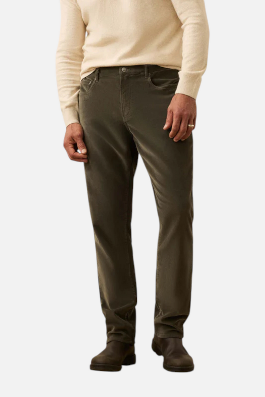 Faherty Stretch Terry Corduroy 5 Pocket in Mountain Forest – back view