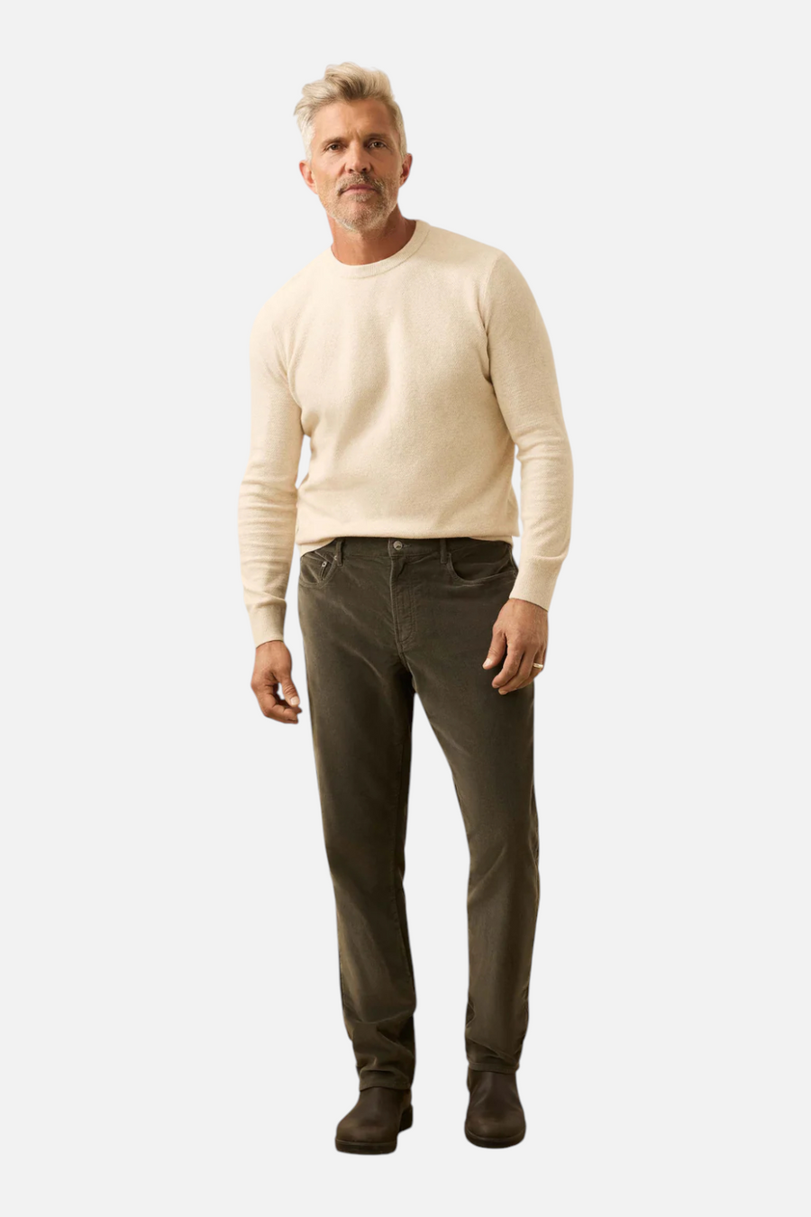 Faherty Stretch Terry Corduroy 5 Pocket in Mountain Forest – front view