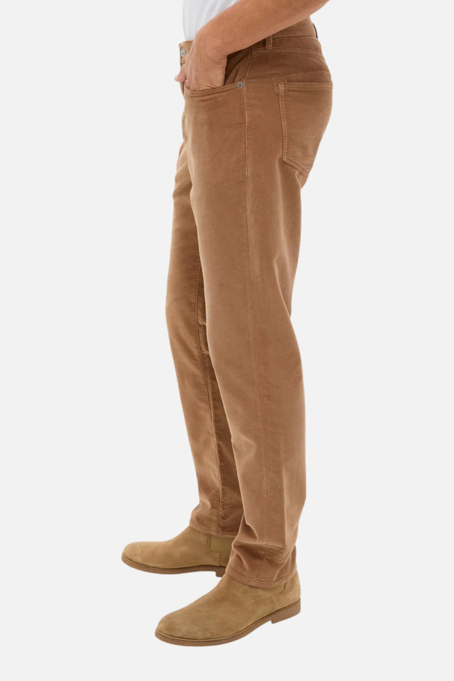 Faherty Stretch Terry Corduroy 5 Pocket Pant in Maple – side view