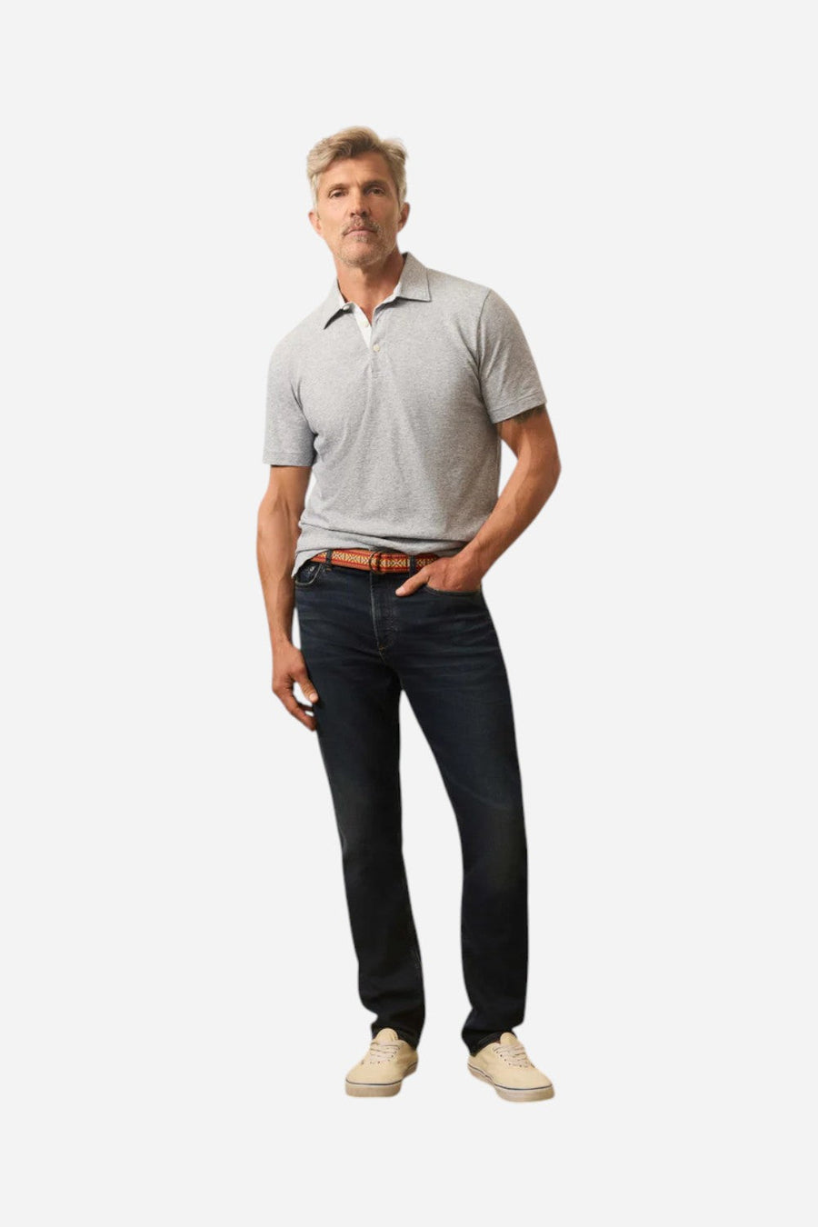 Faherty Stretch Terry Indigo 5 Pocket Pant - Belmar Coast Wash – side view
