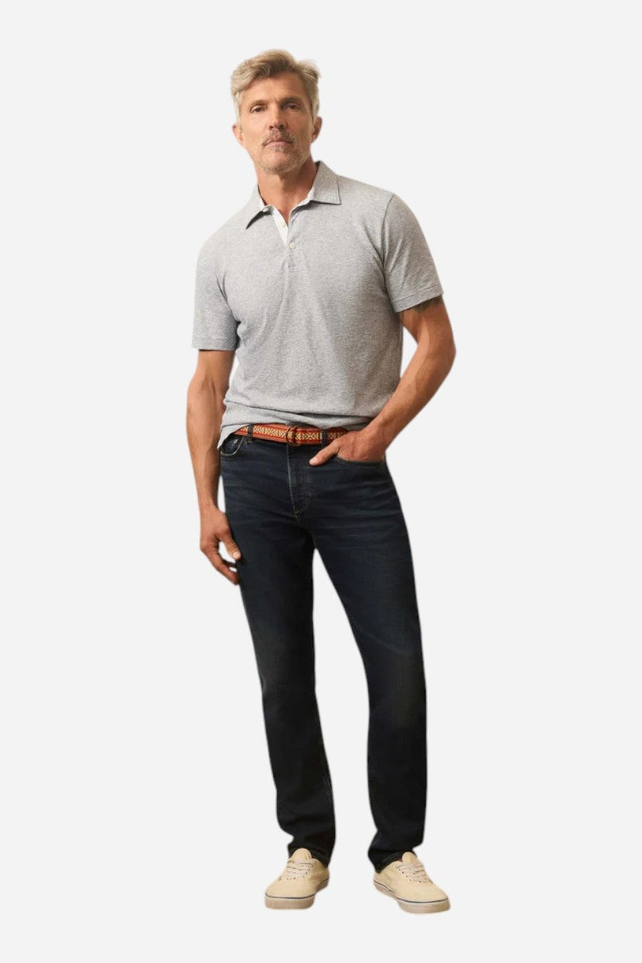 Faherty Stretch Terry Indigo 5 Pocket Pant - Belmar Coast Wash – side view