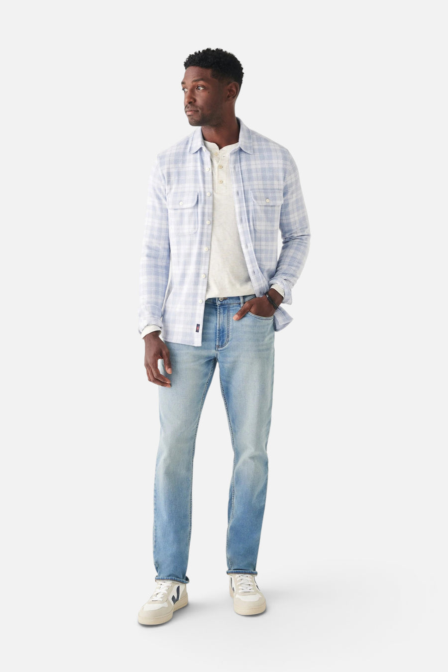Faherty Stretch Terry Indigo 5-Pocket Pant in Eastern Shore Wash – front view