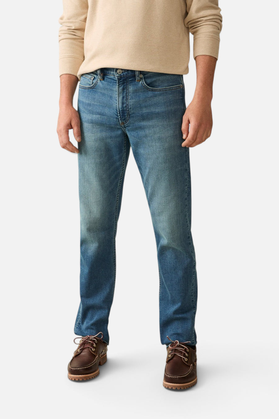 Faherty Stretch Terry Indigo 5-Pocket Pant in Indigo Ocean Wash – back view