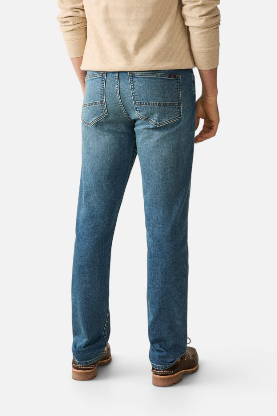 Faherty Stretch Terry Indigo 5-Pocket Pant in Indigo Ocean Wash – flat lay