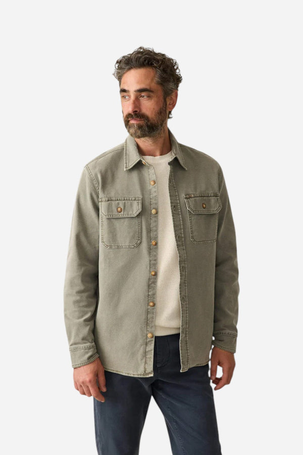 Faherty Sunwashed Canvas CPO in Aspen Olive