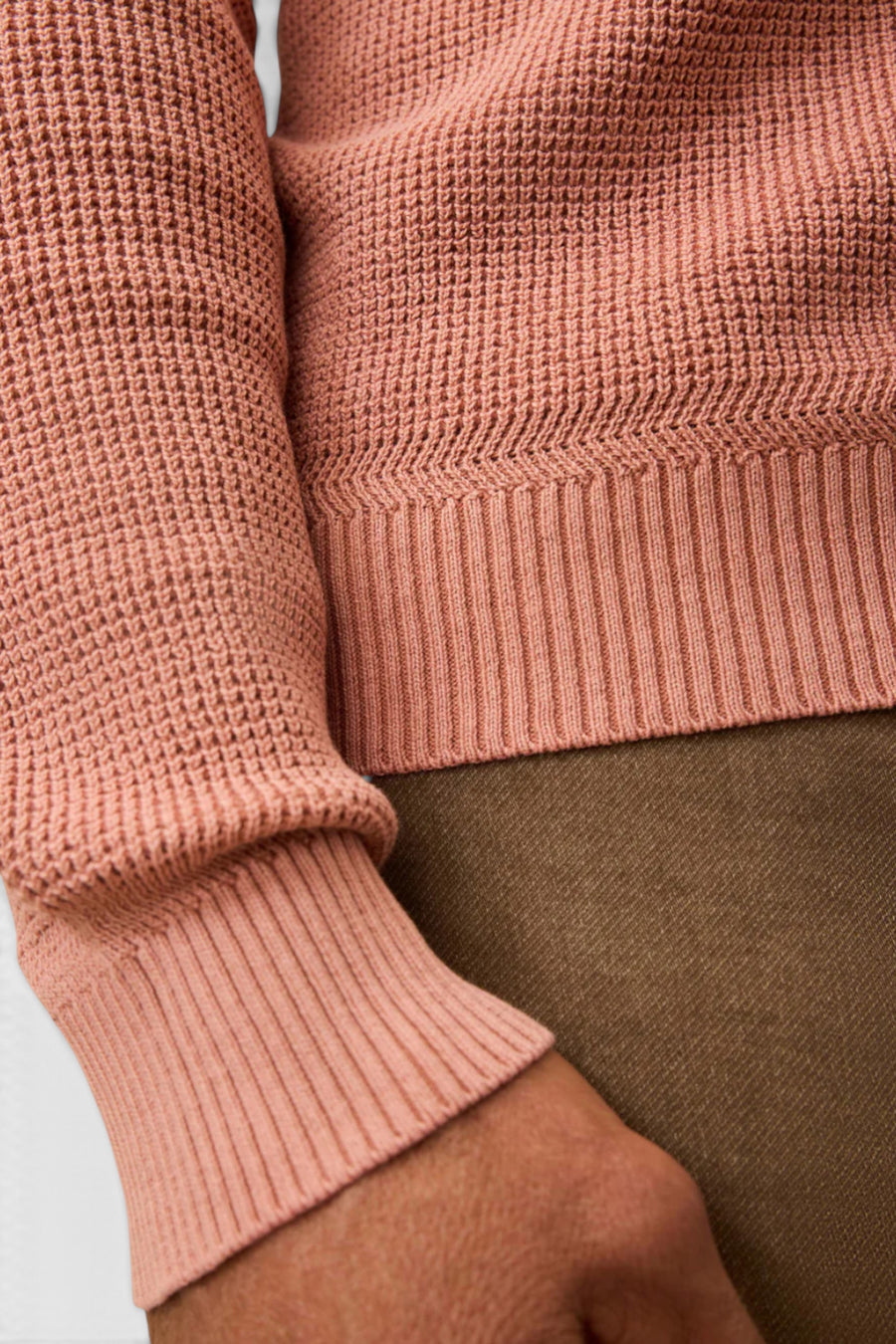 Faherty Sunwashed Crewneck Sweater in Dusty Sienna – side view