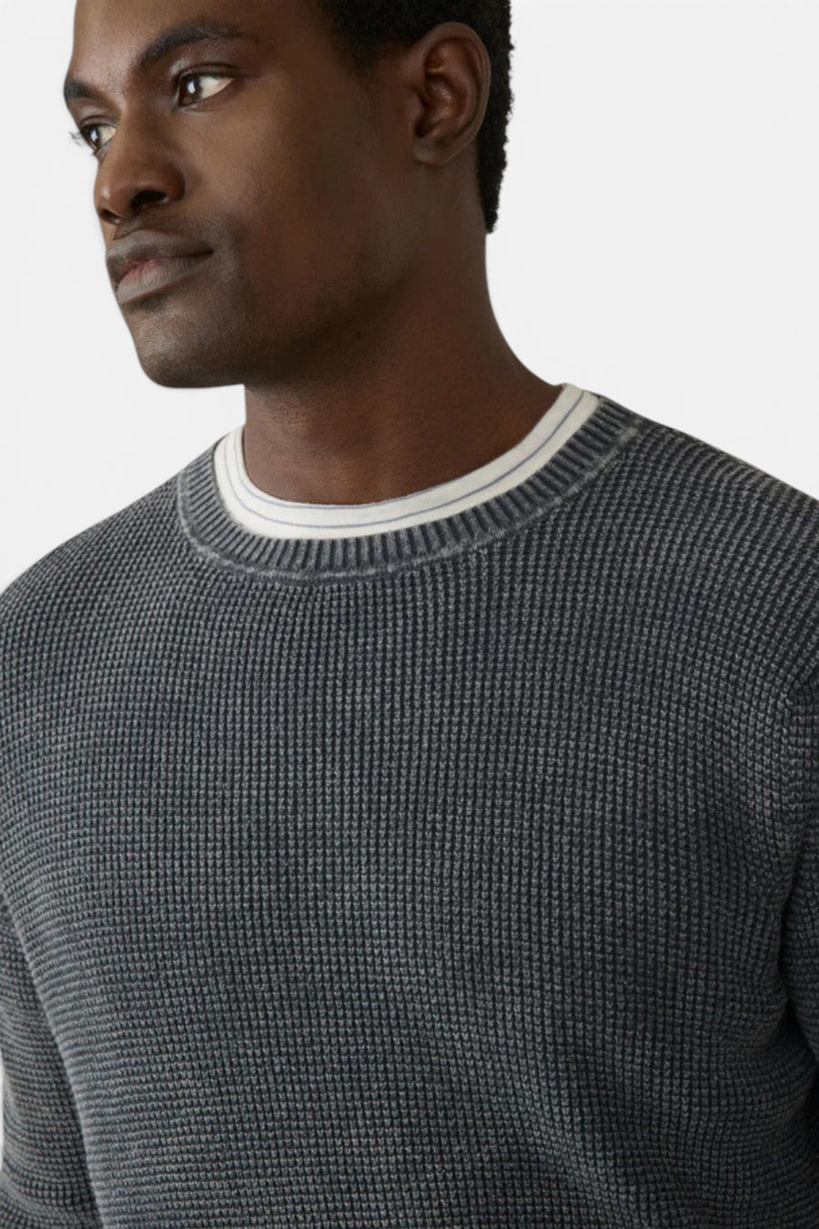 Faherty Sunwashed Crewneck Sweater - Faded Black – back view
